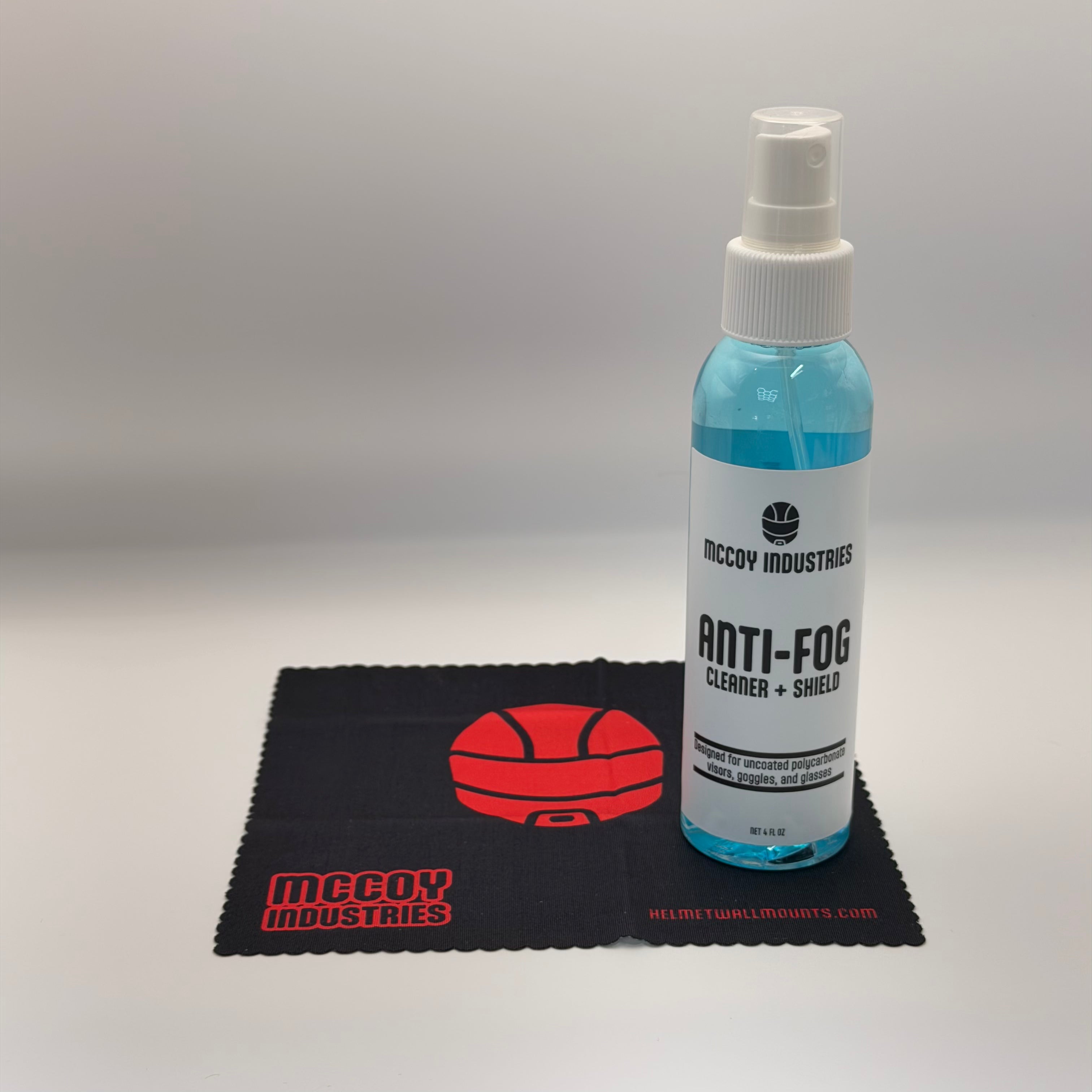 Anti-Fog Cleaner + Shield for Helmet Visors- Cleans & Fights Fog (Microfiber Included)